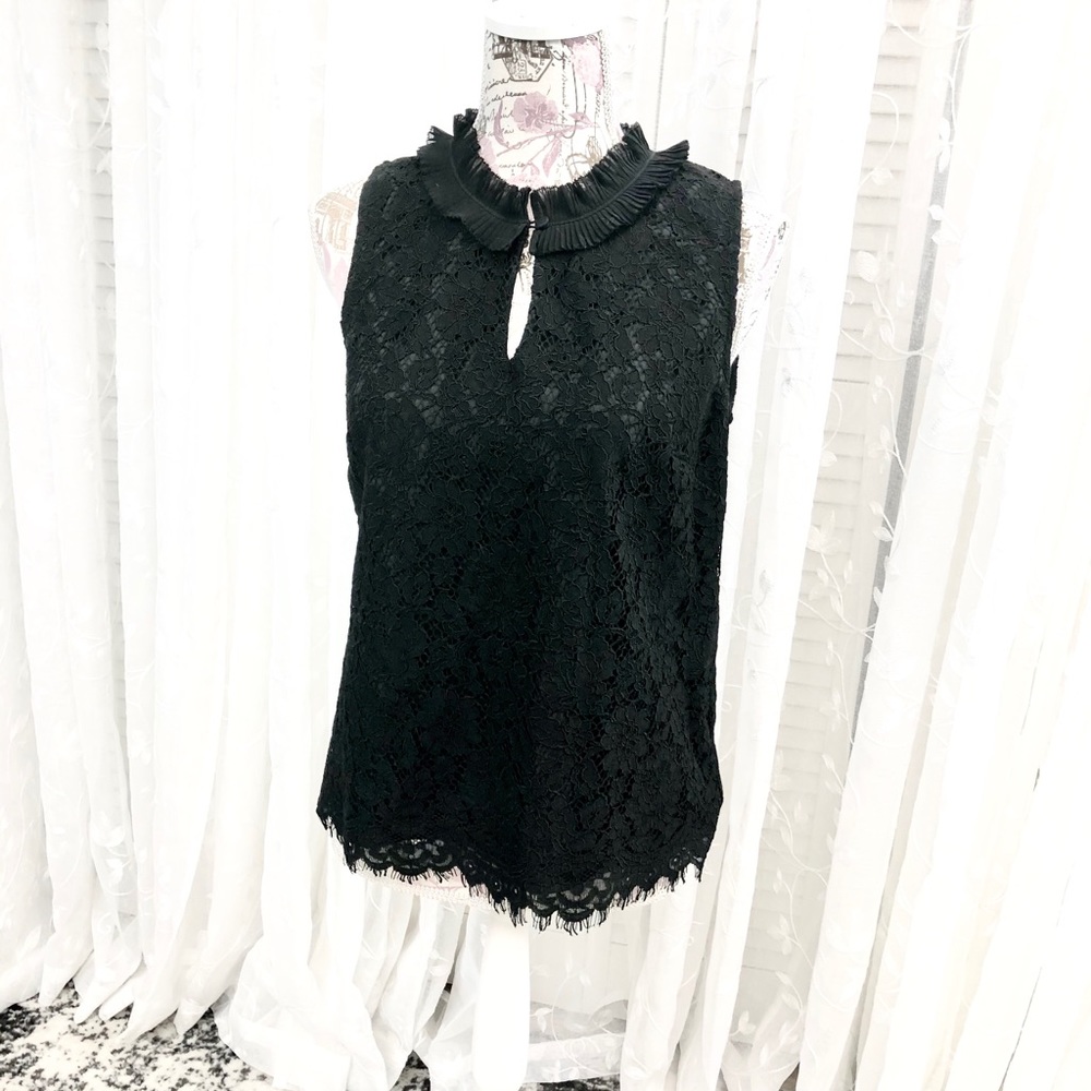 Black J. Crew Lace Sleeveless Blouse